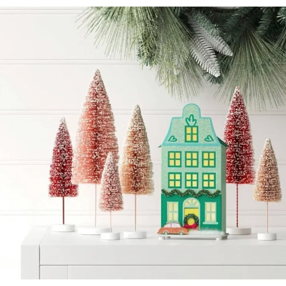 Target Lit LED Paper House Christmas Village Building  Wondershop™ Green Glitter